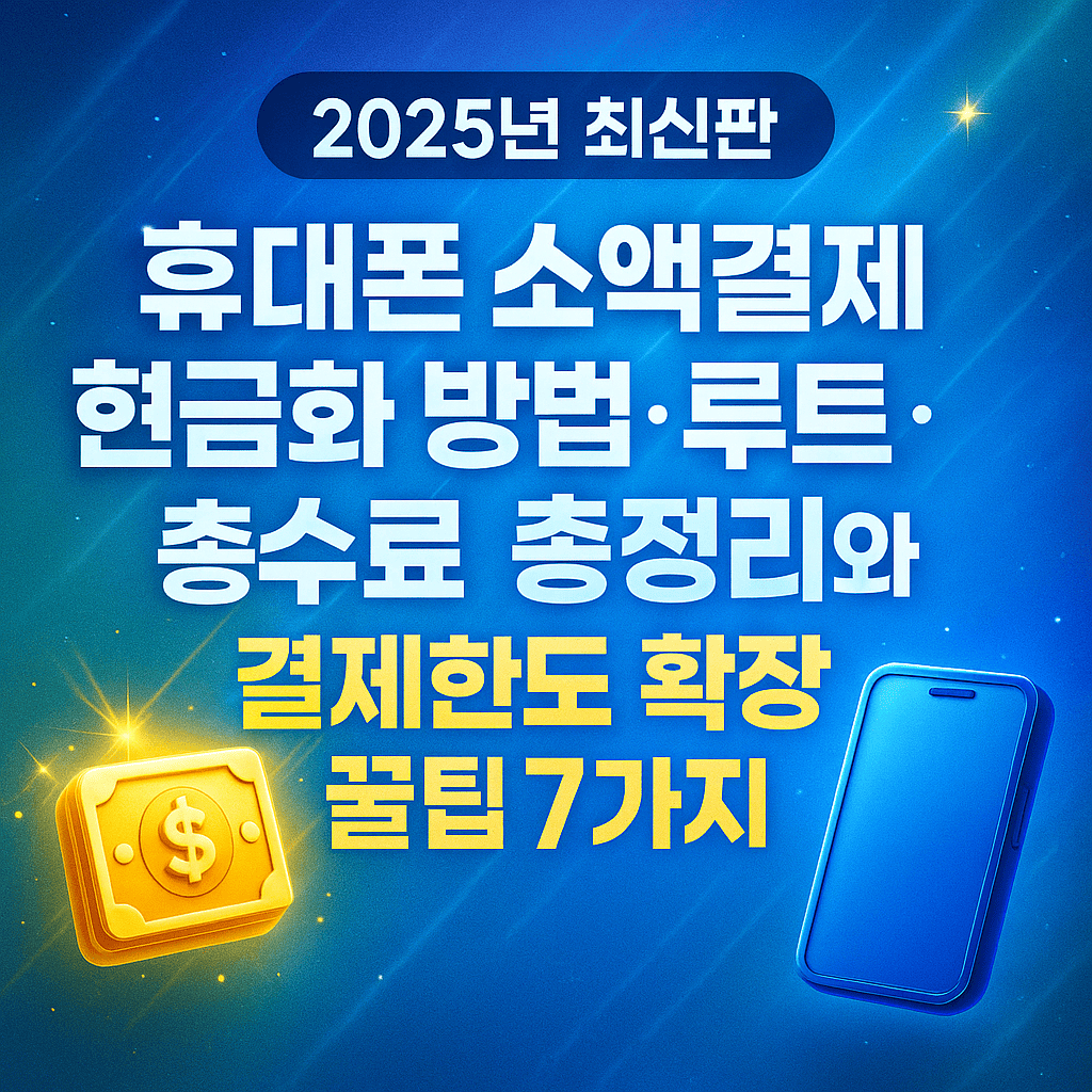 휴대폰 소액결제현금화 방법·루트·후기·수수료 총정리와 결제한도 확장 꿀팁 7가지